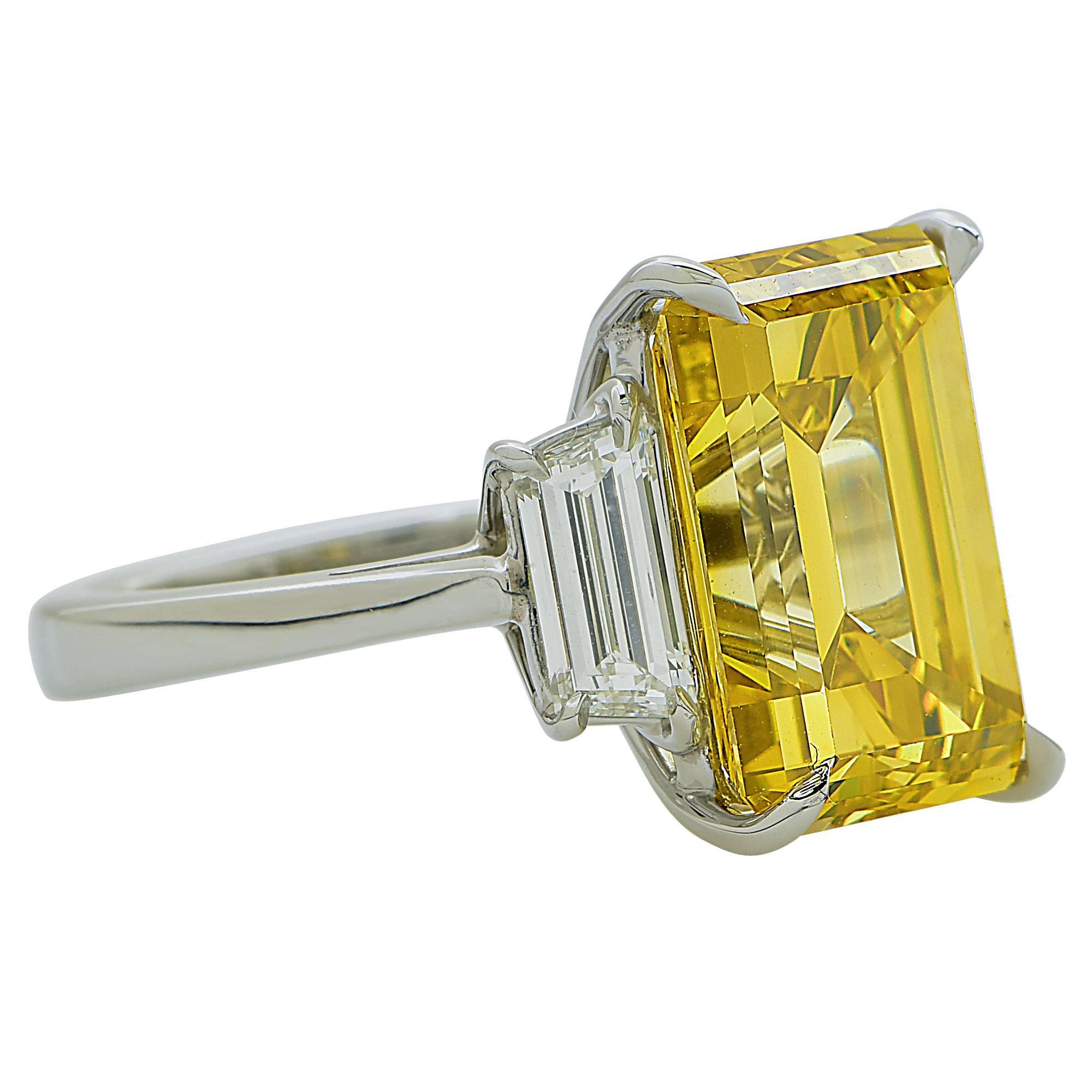 10.61 Carat GIA Fancy Color Diamond Platinum Ring In New Condition In Miami, FL