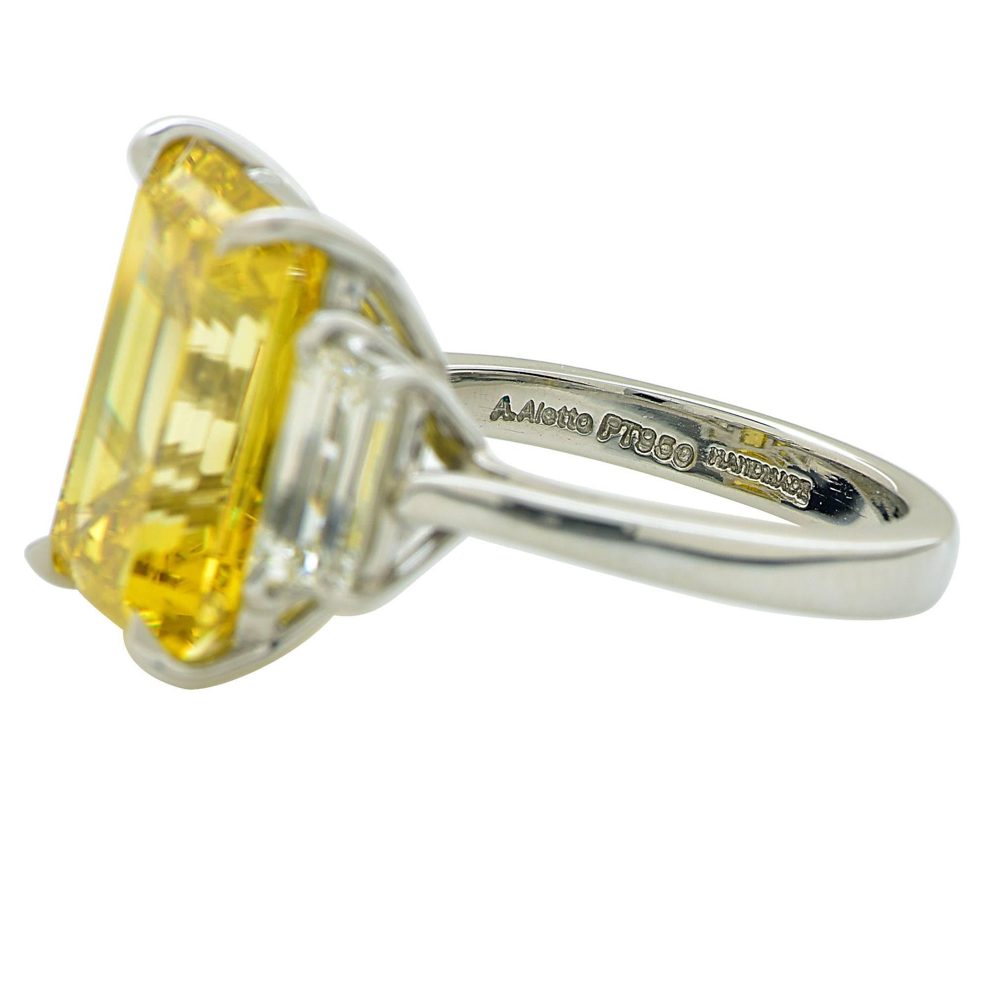 10.61 Carat GIA Fancy Color Diamond Platinum Ring 2