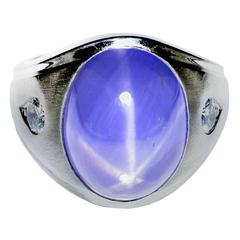 23 Carat Star Sapphire and Diamond Ring