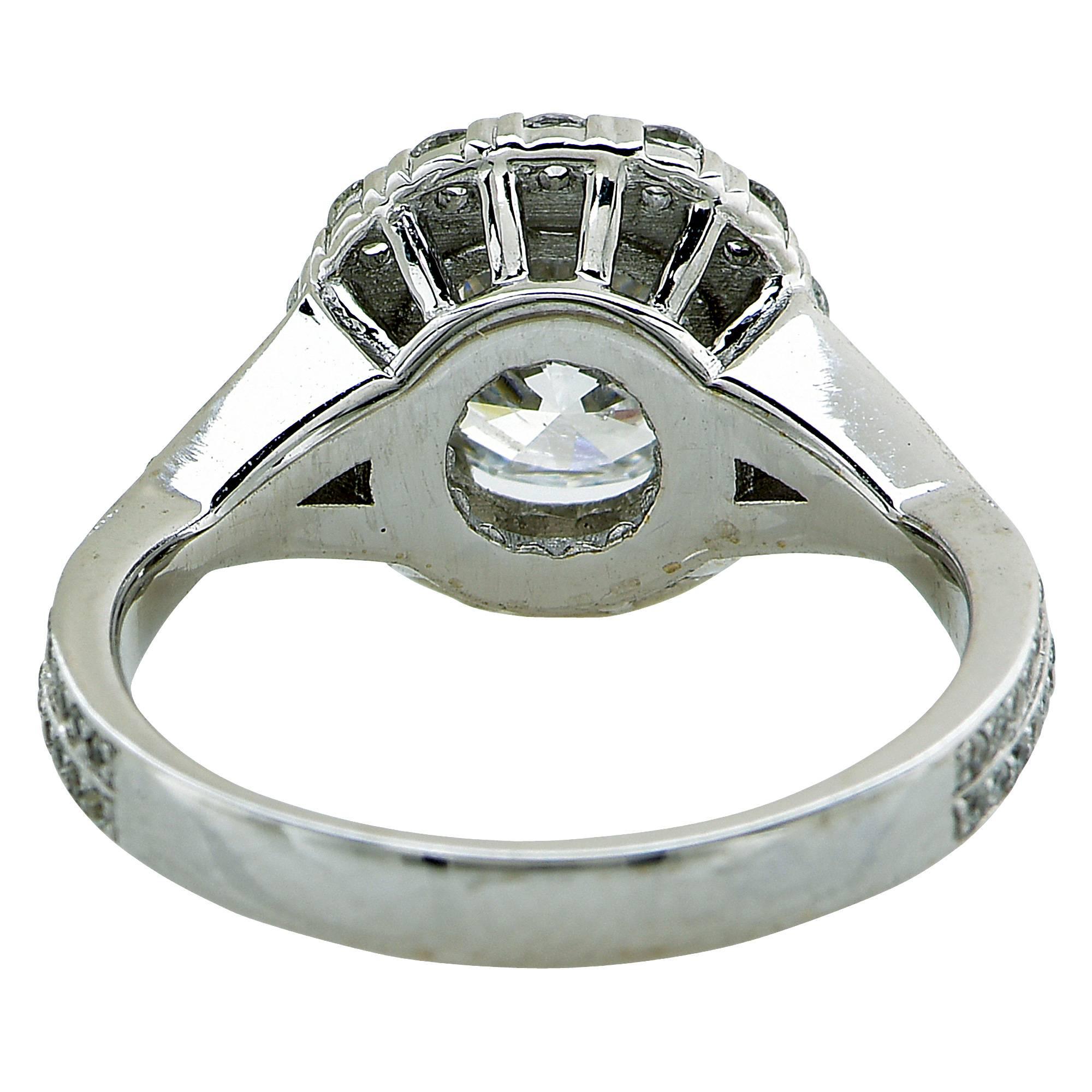 Women's 1.18 Carat GIA Diamond Gold Engagement Ring