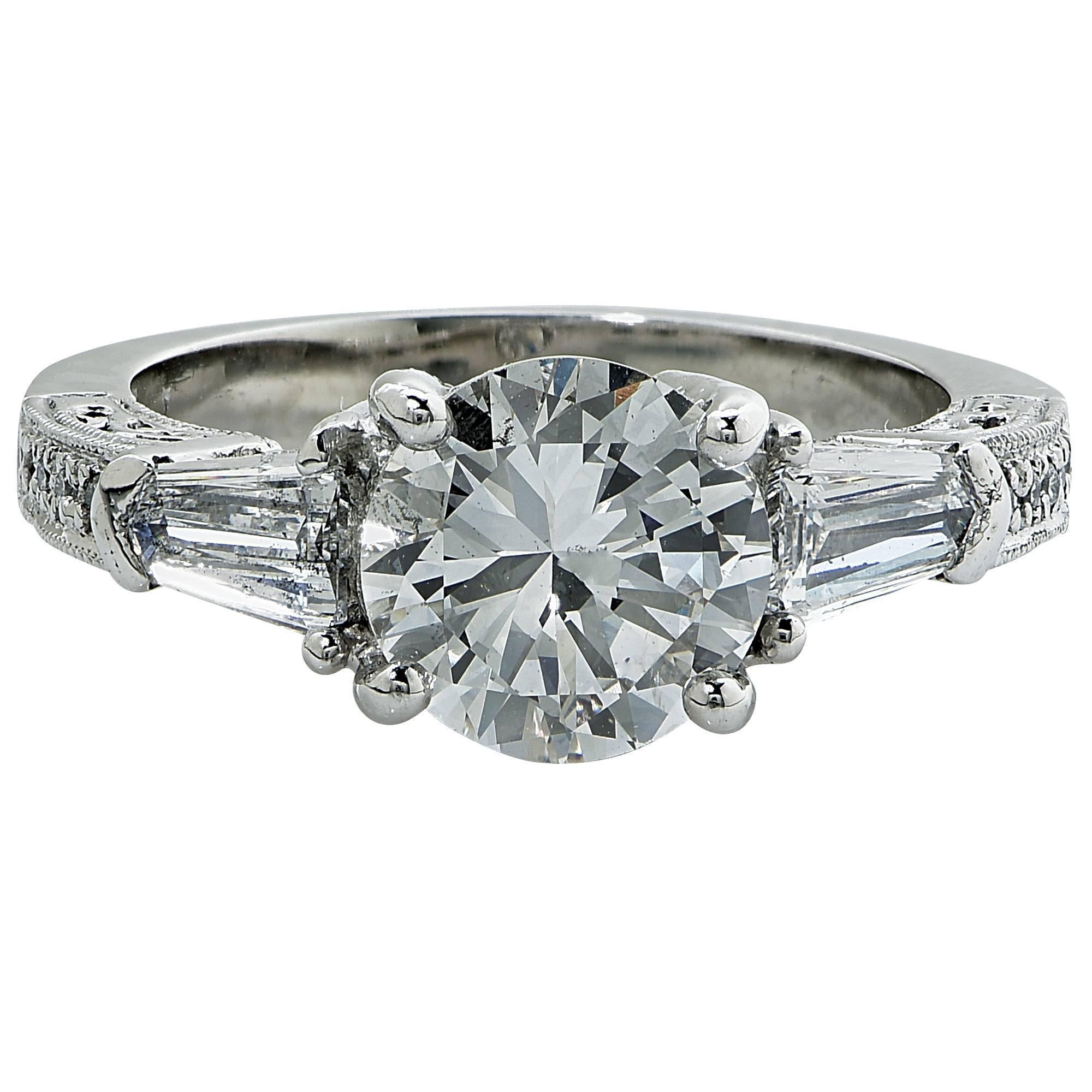 2.47 Carat GIA Cert Diamond Platinum Engagement Ring In Excellent Condition In Miami, FL