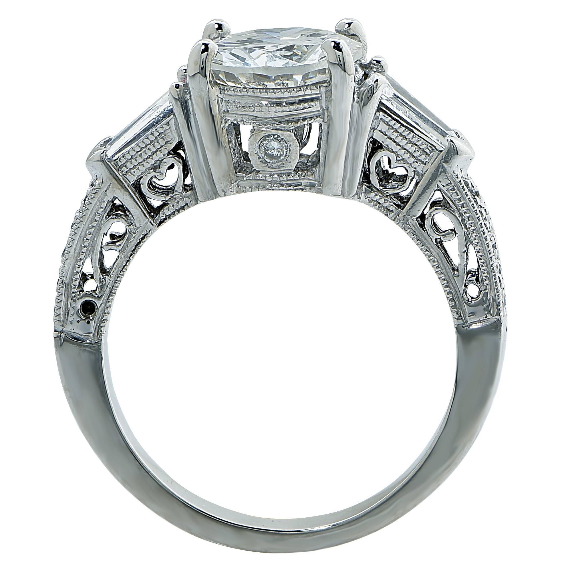 2.47 Carat GIA Cert Diamond Platinum Engagement Ring 2