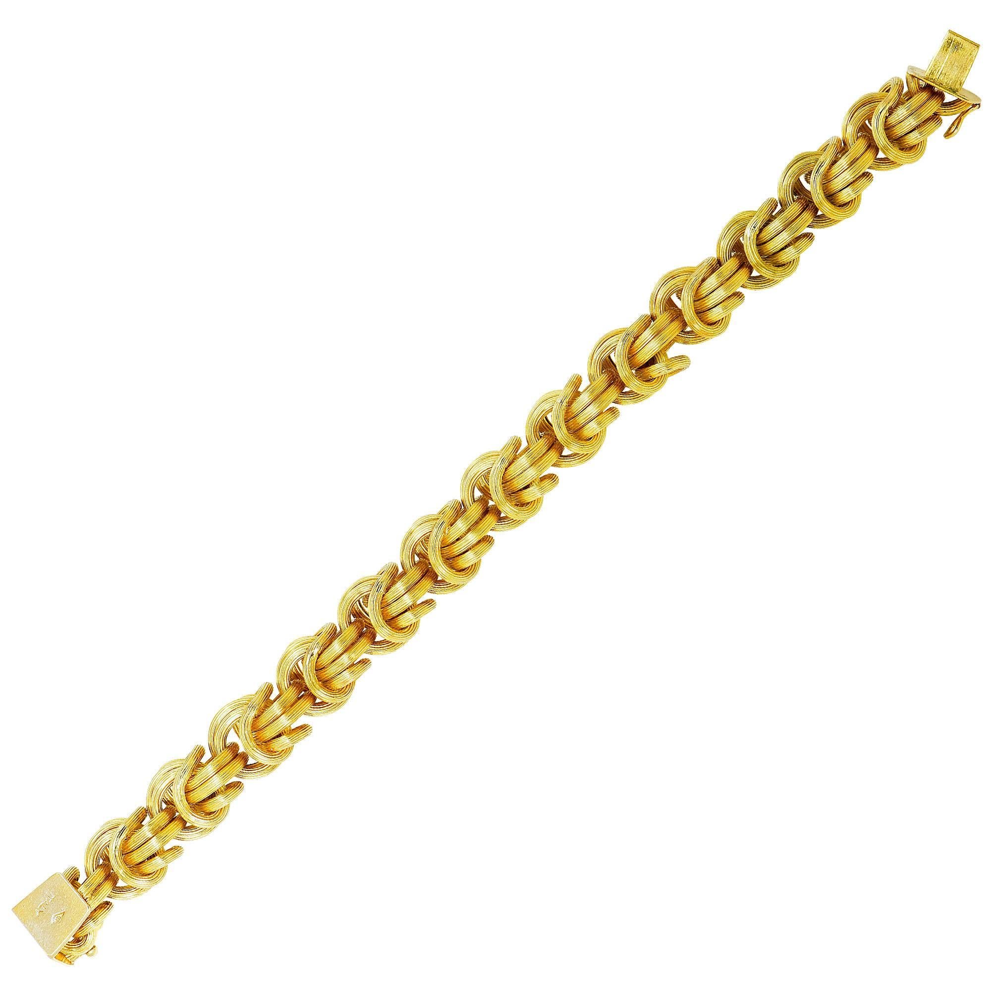 Italian Gold Link Bracelet In Excellent Condition In Miami, FL