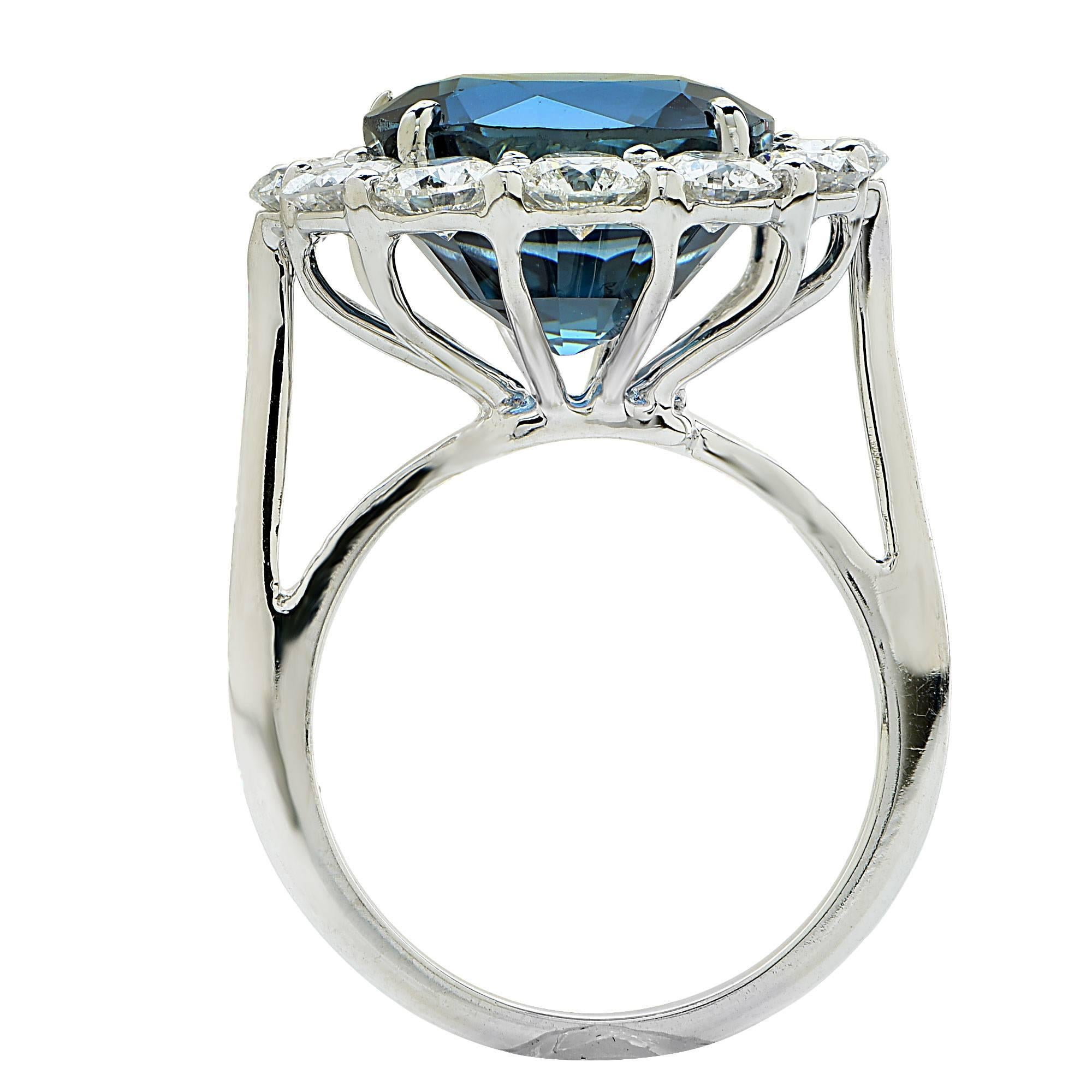 10.32 Carat Unheated Sapphire Diamond Platinum Ring 1