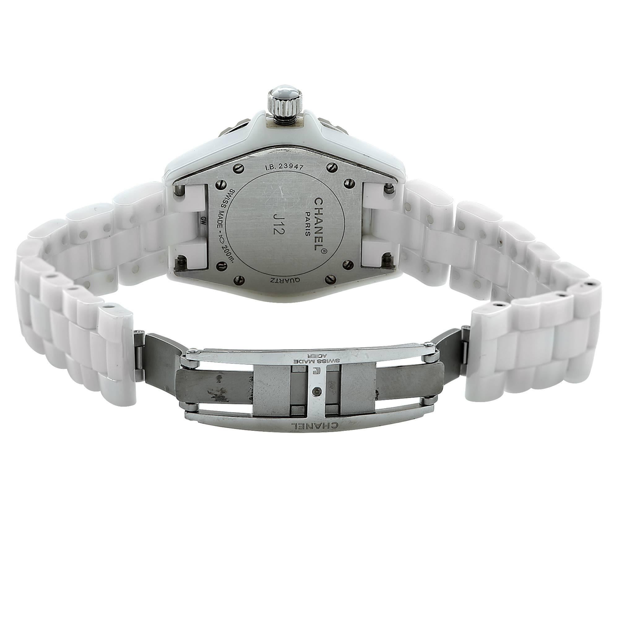 Chanel Stainless Steel White Ceramic Case Automatic Wristwatch In Excellent Condition In Miami, FL