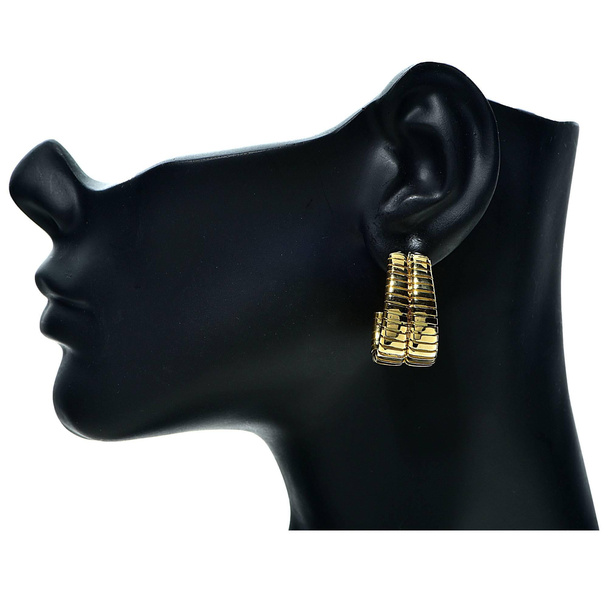 Women's Bulgari Gold Hoop Earrings.