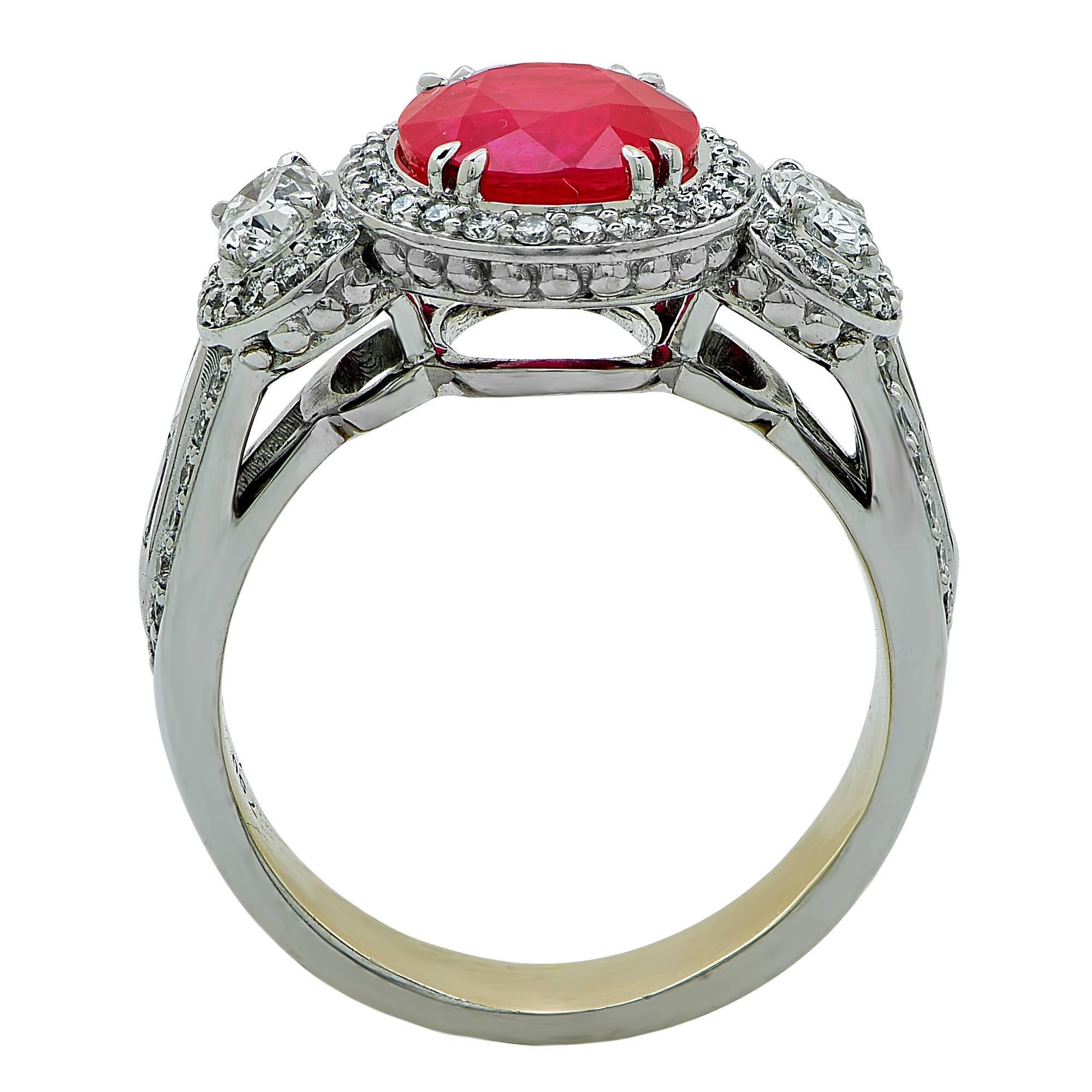3.50 Carat GIA Cert Ruby Diamond Gold Ring 1