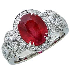 3.50 Carat GIA Cert Ruby Diamond Gold Ring 3