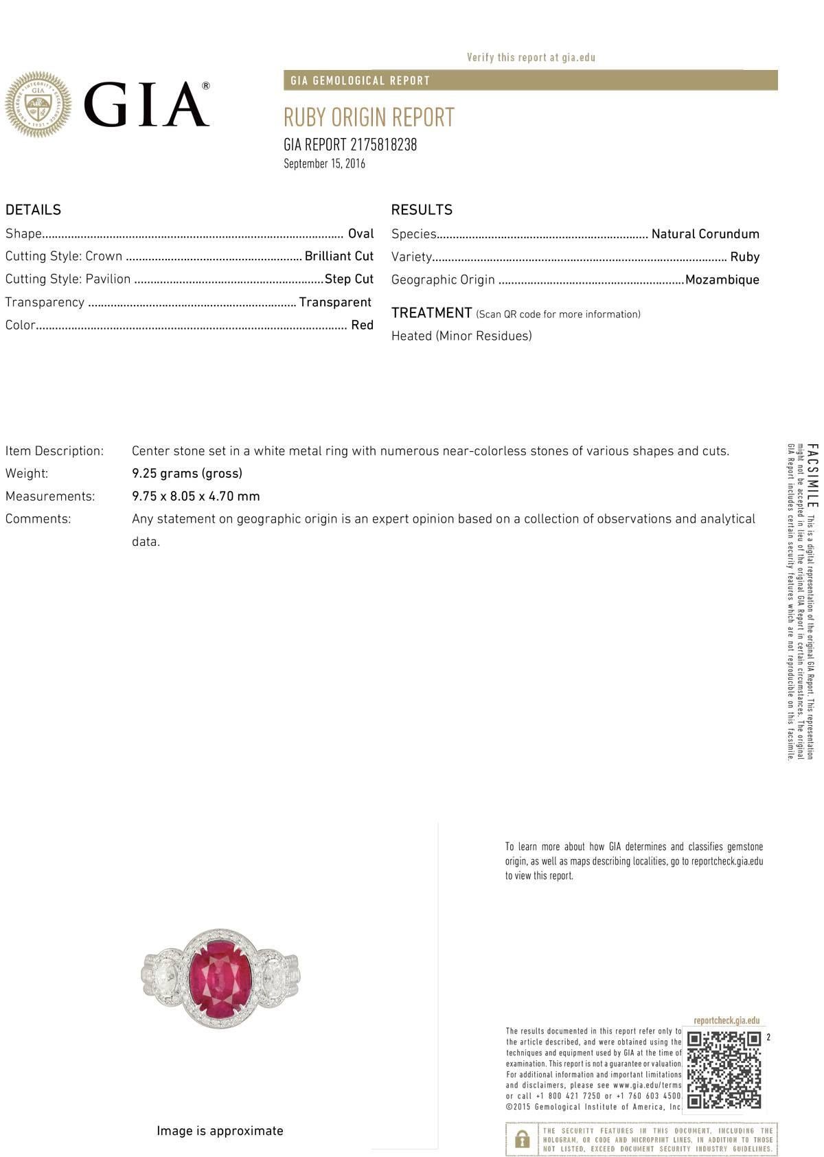 3.50 Carat GIA Cert Ruby Diamond Gold Ring 2