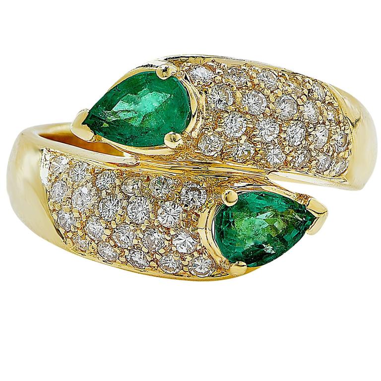 Emerald Diamond Gold Ring at 1stDibs