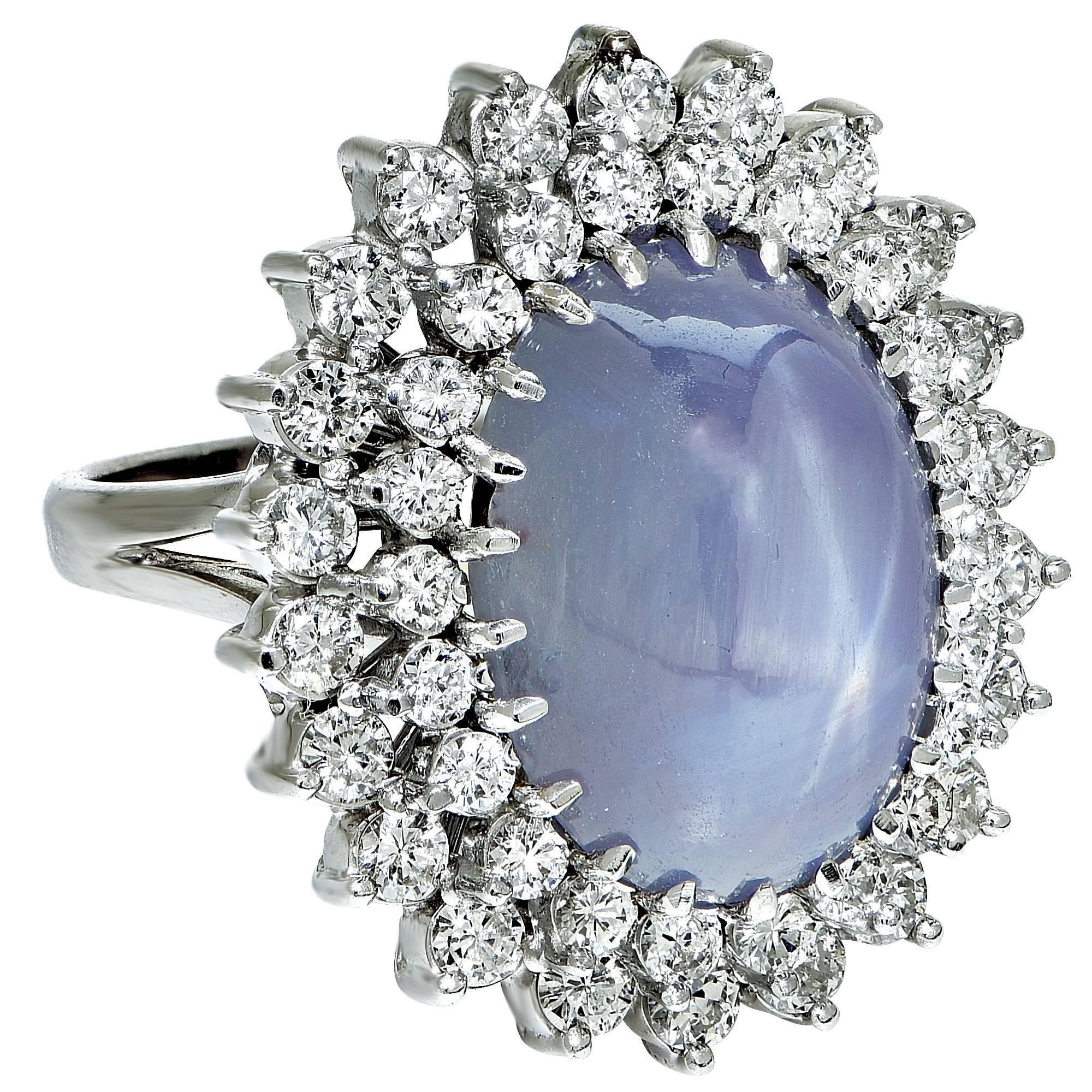 Star Sapphire Diamond Gold Ring In Excellent Condition In Miami, FL