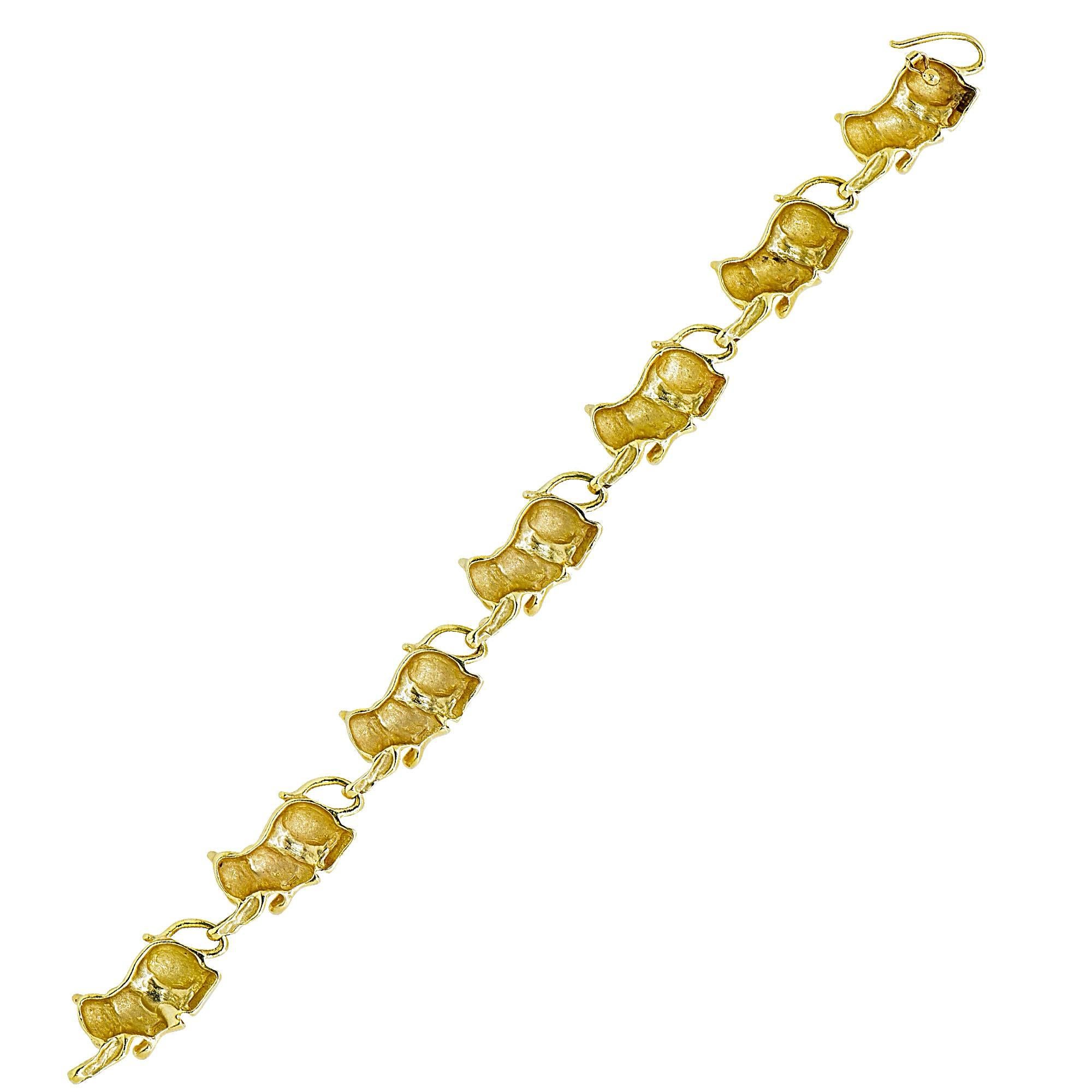 14k gold cat bracelet