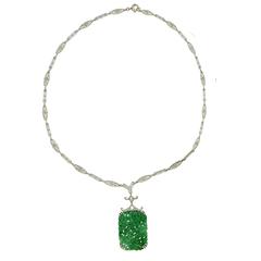 Jade Diamond Two Color Gold Necklace