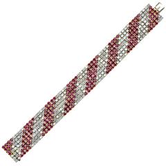 Burma Ruby and Diamond Two Tone Gold Bracelet