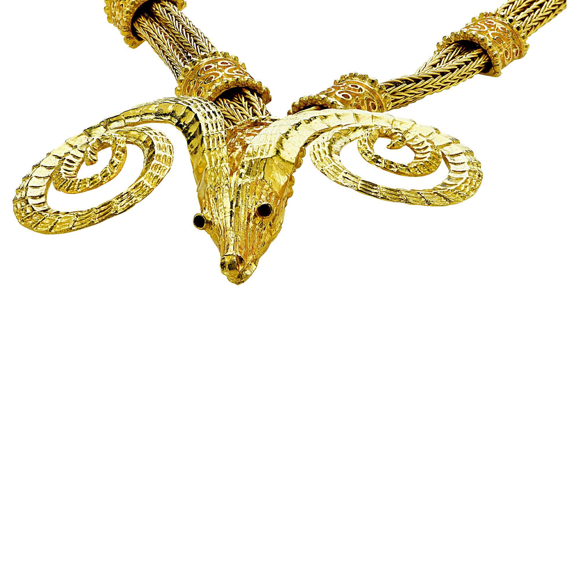 Women's Greek Ram's Head Woven Gold Set