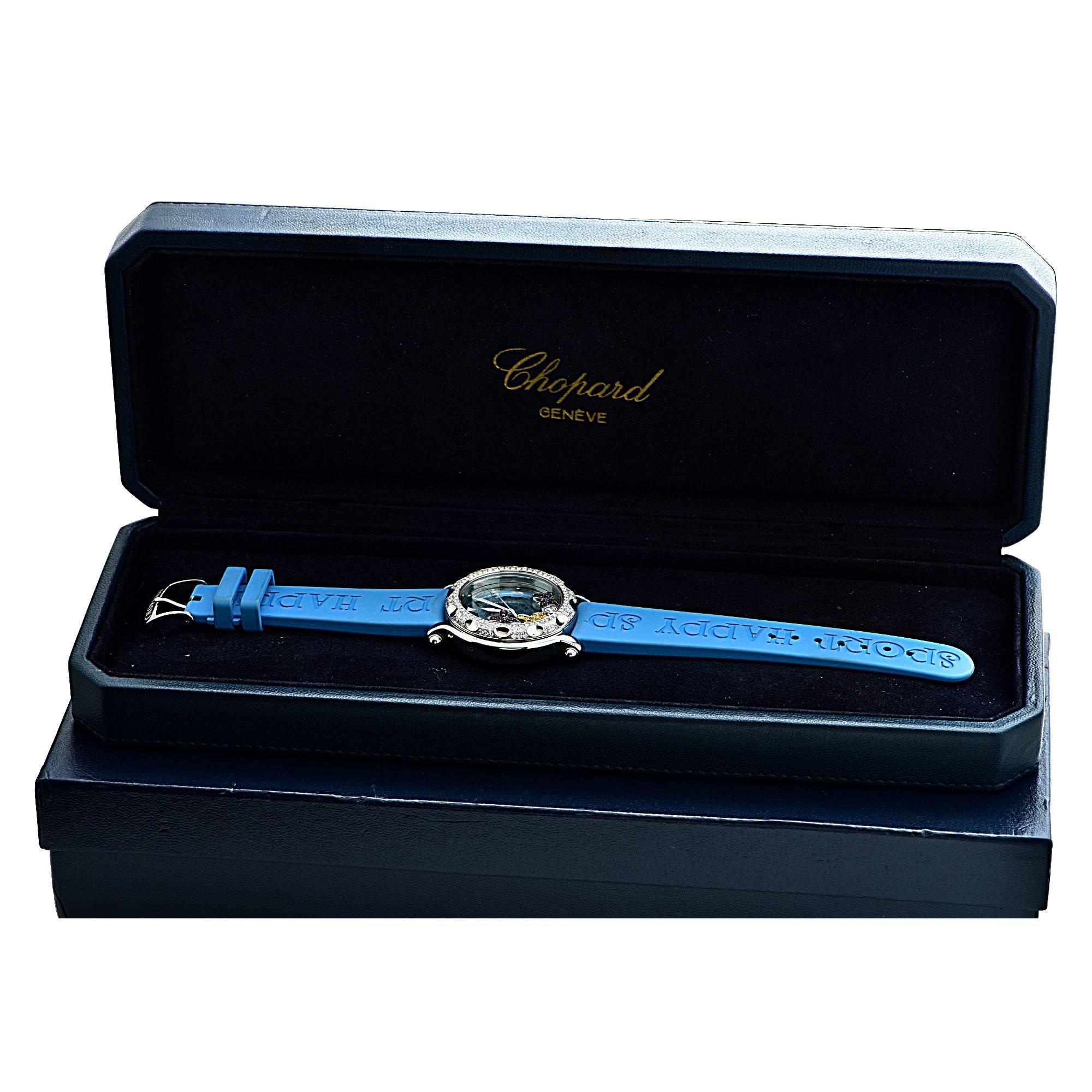 Chopard Ladies Stainless Steel Diamond Bezel Happy Sport Wristwatch Ref 89/8914 In Excellent Condition In Miami, FL