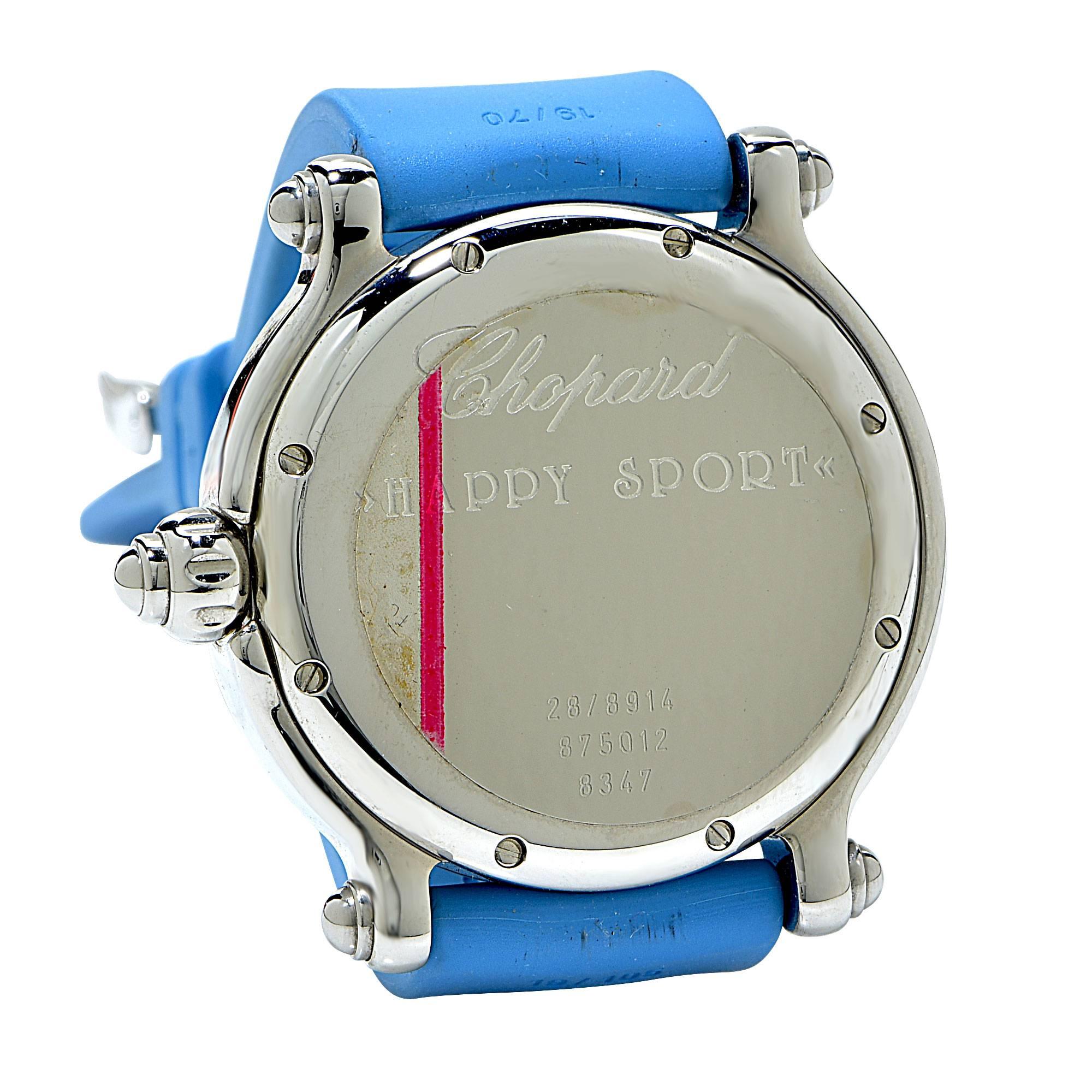 Women's Chopard Ladies Stainless Steel Diamond Bezel Happy Sport Wristwatch Ref 89/8914