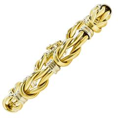 Infinity Two Color Gold Knot Link Necklace and Bracelet Set