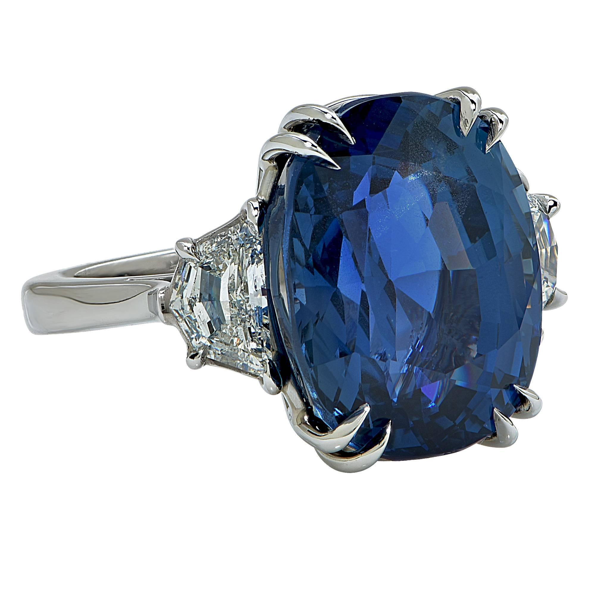 Modern Important 20.42 Carat AGL Graded Unheated Burma Sapphire Diamond Ring