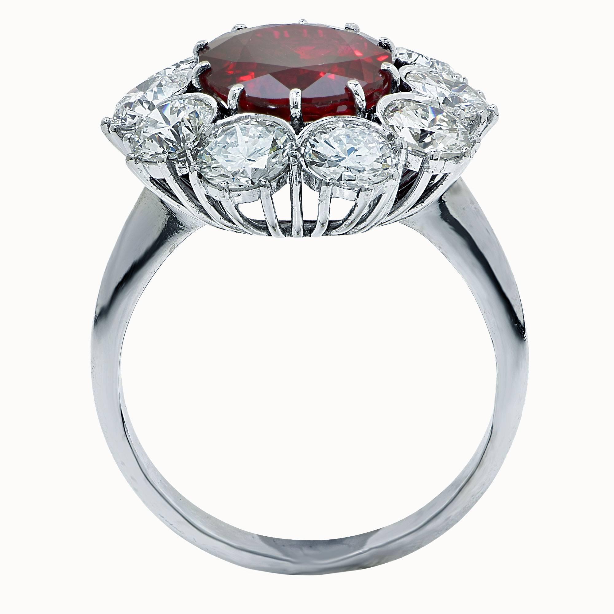 Women's 5.52 Carat Ruby Diamond Cluster Ring