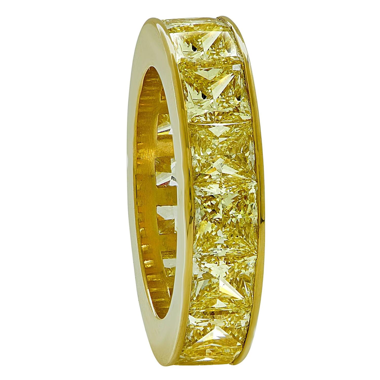 6.22 Carat Fancy Yellow Diamond Eternity Band For Sale at 1stdibs