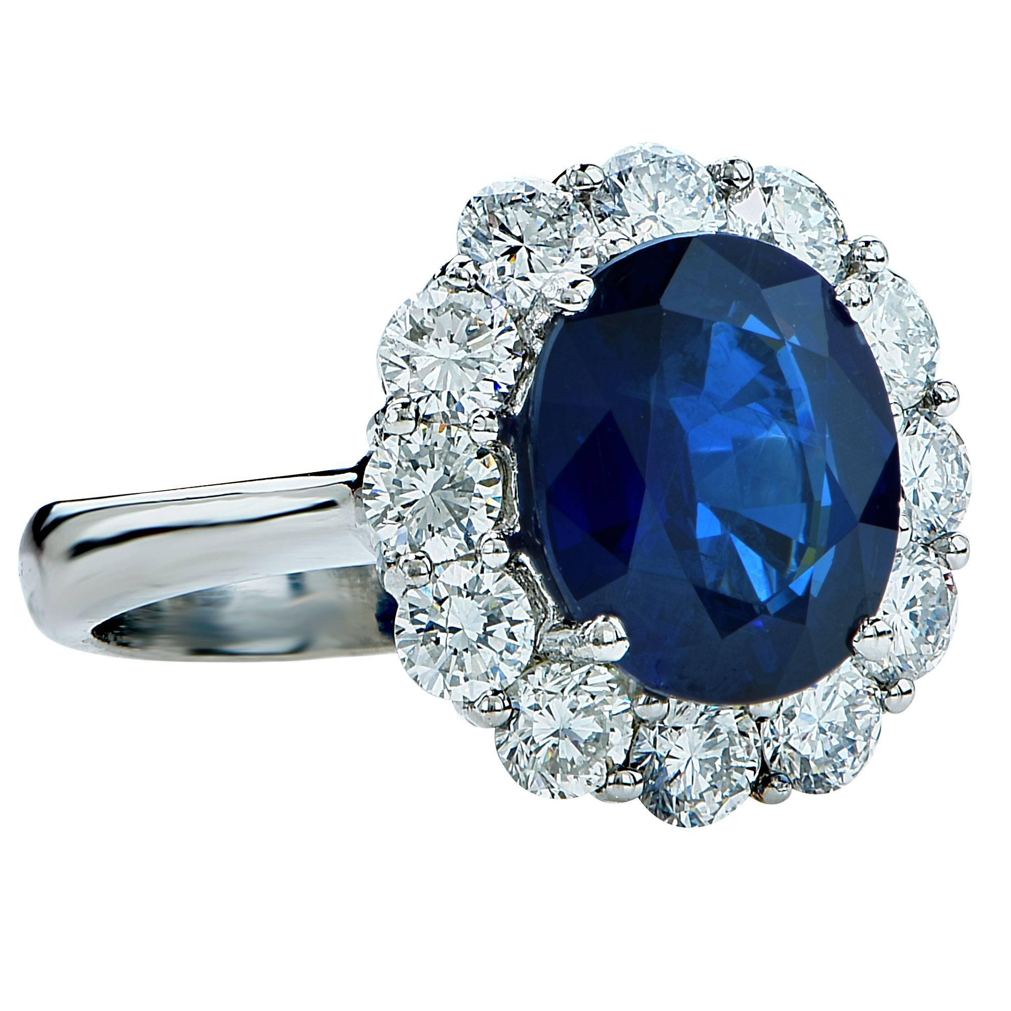 Women's Elegant AGL Graded Sapphire and Diamond Engagement Ring