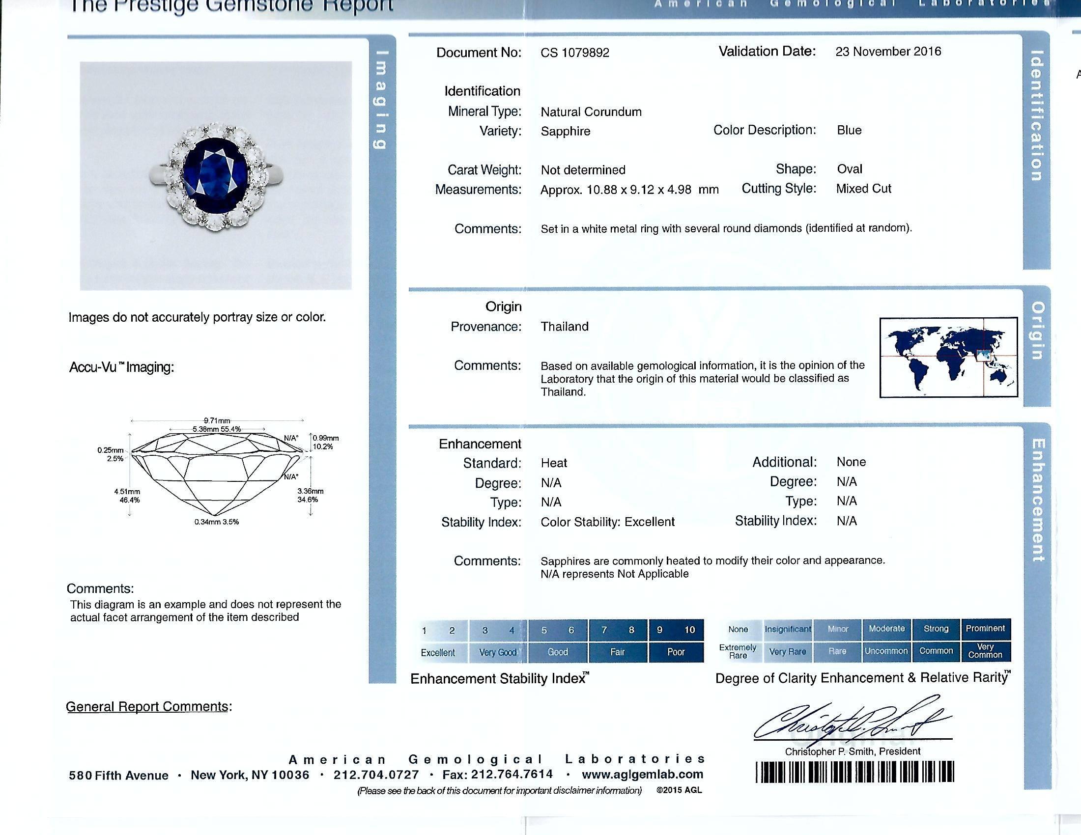 Elegant AGL Graded Sapphire and Diamond Engagement Ring 2