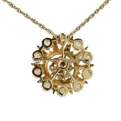 Opal, Seed Pearl and Diamond Necklace Pendant Brooch