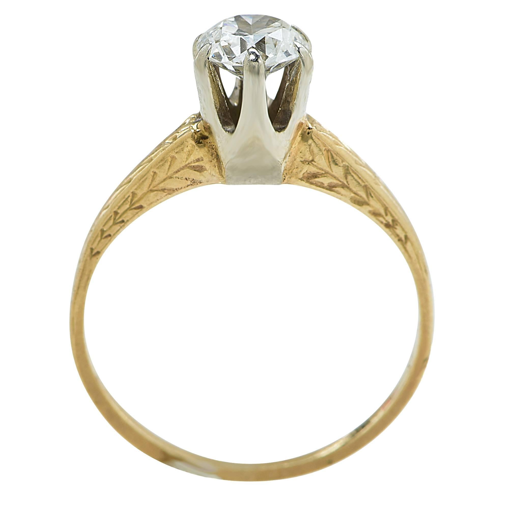 Old European Cut .50 Carat  Diamond Engagement Ring
