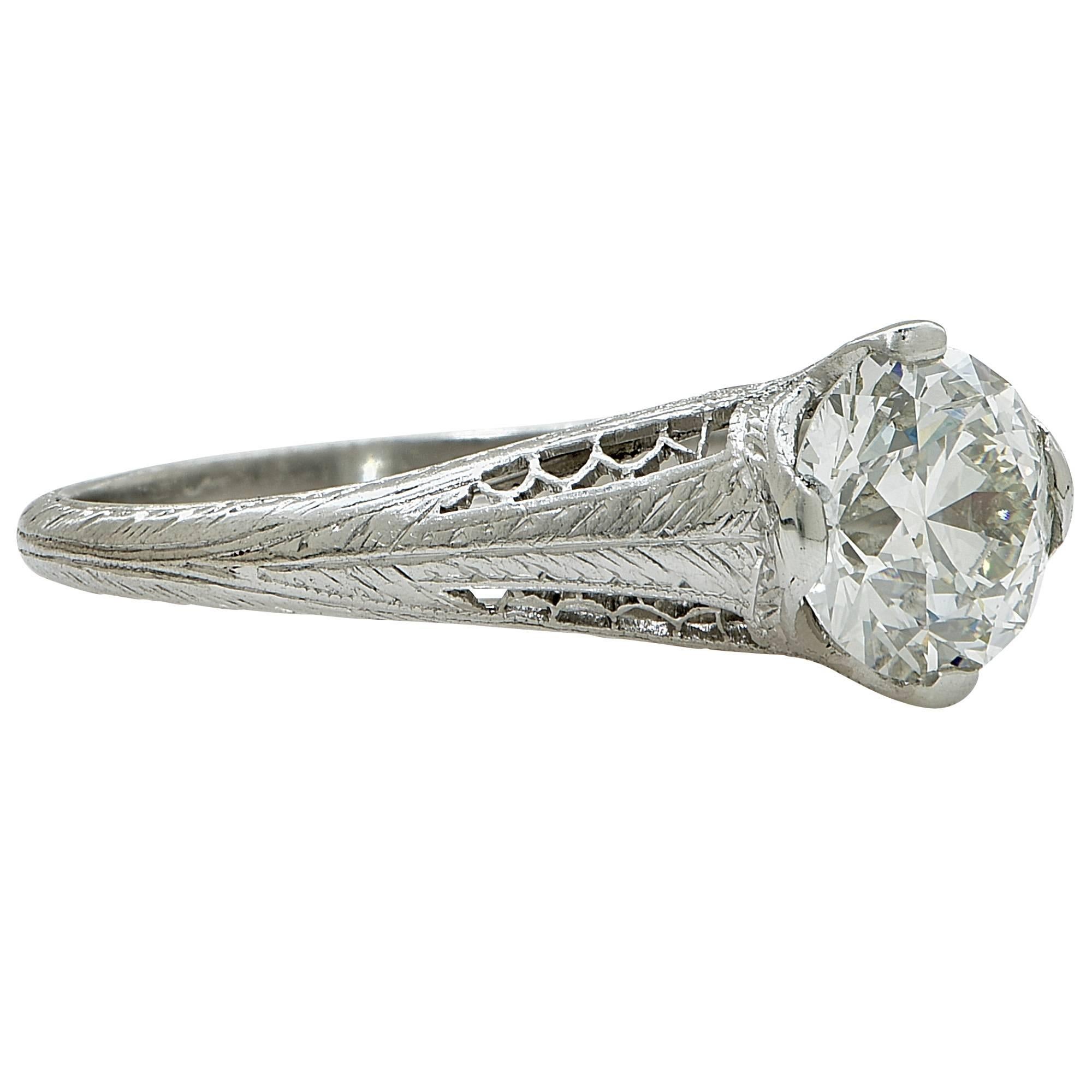Old European Cut 1.50 Carat Art Deco Diamond Engagement Ring