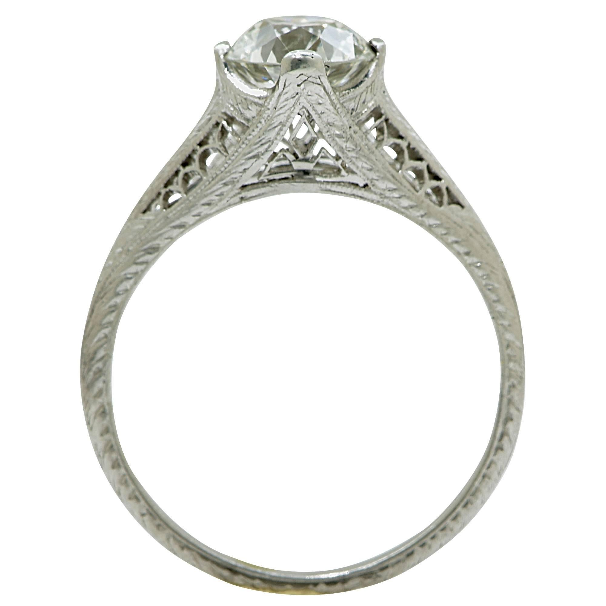 1.50 Carat Art Deco Diamond Engagement Ring In Excellent Condition In Miami, FL