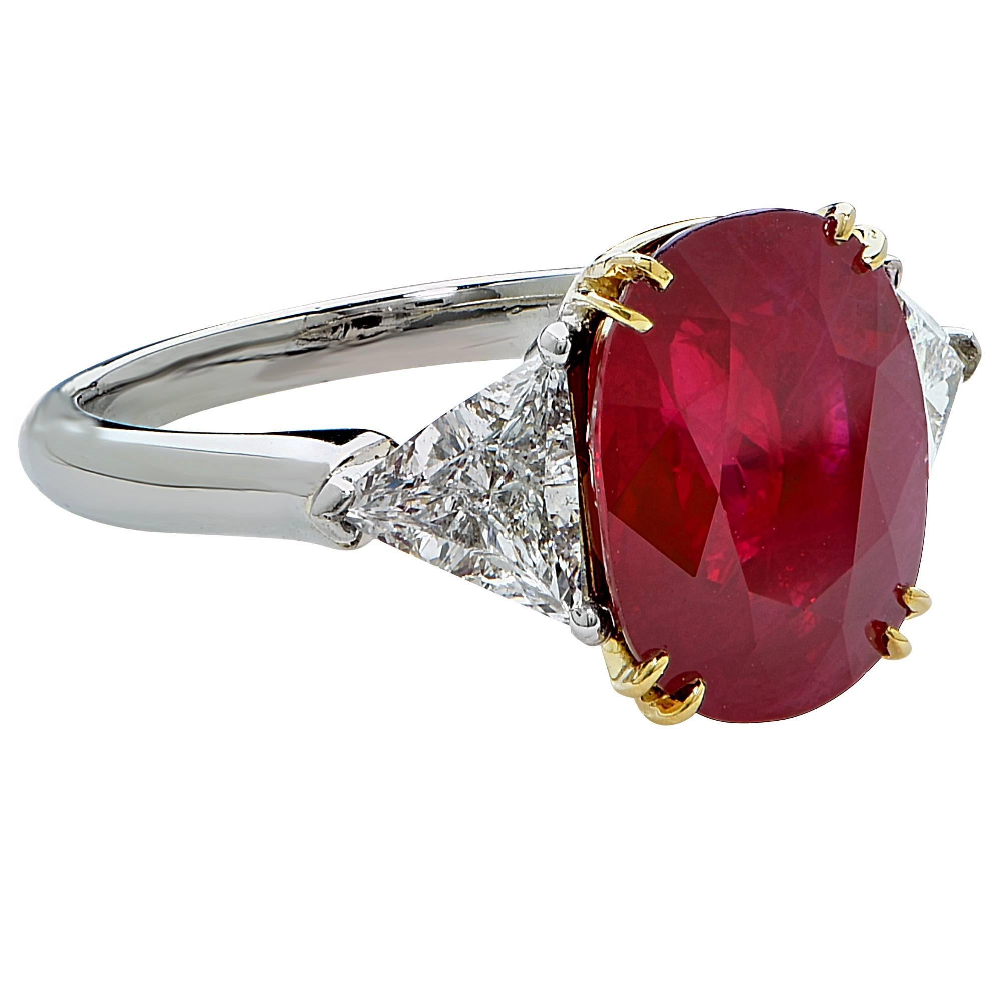 5.15 Carat Burma Ruby Diamond Gold Platinum Ring In New Condition In Miami, FL