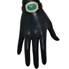 Delaneau Ladies Yellow Gold Malachite Face Wristwatch
