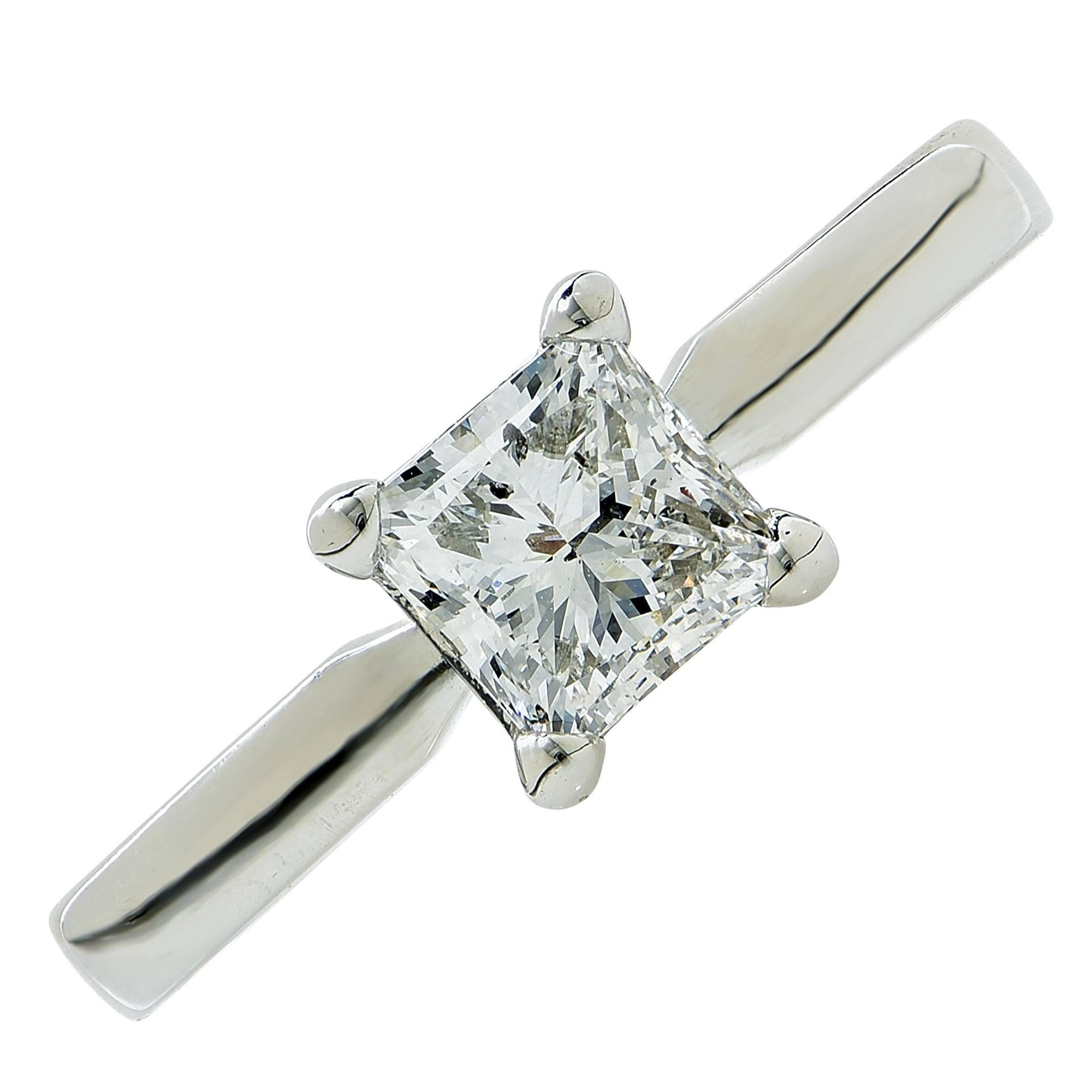 1 Carat GIA F/SI2 Princess Cut Solitaire Engagement Ring
