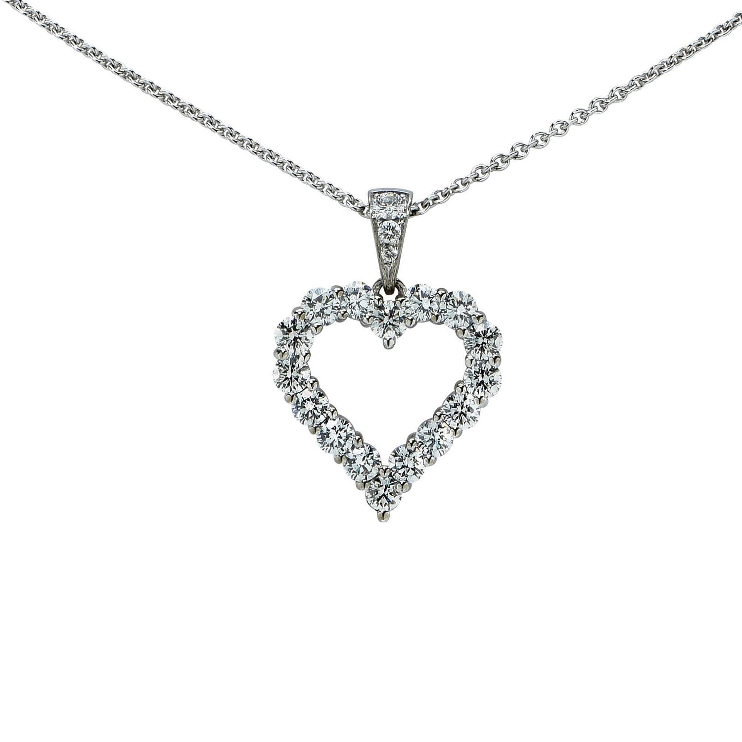 Graff Diamond Platinum Heart Necklace at 1stdibs