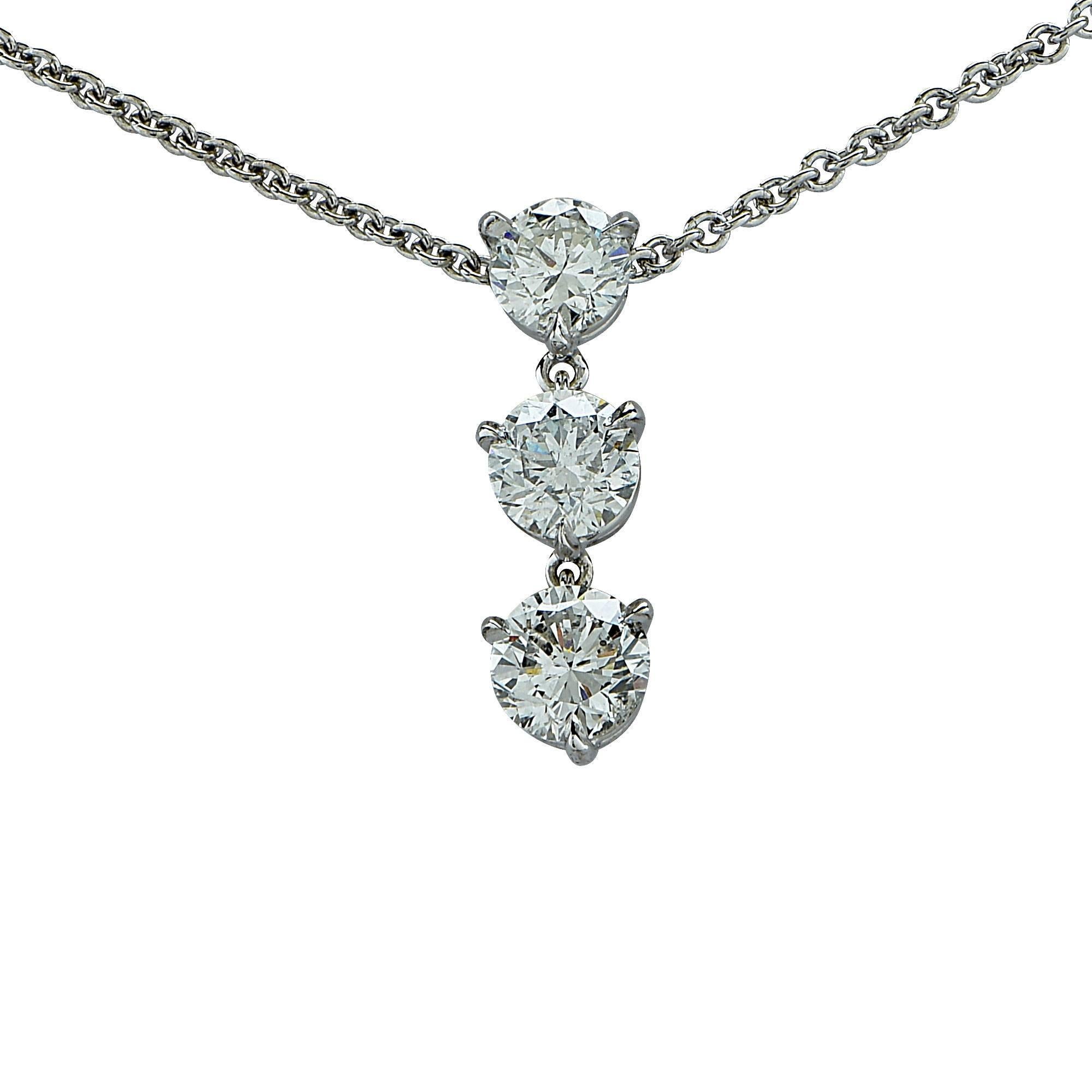 This 18k white gold necklace features a pendant weighing 1.10cts of round brilliant diamonds.

It is stamped and tested as 18k gold.
The metal weight is 4.66 grams.

This diamond ring is accompanied by a retail appraisal performed by a GIA Graduate