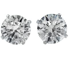 4.21 Carats GIA Diamonds Solitaire Stud Earrings