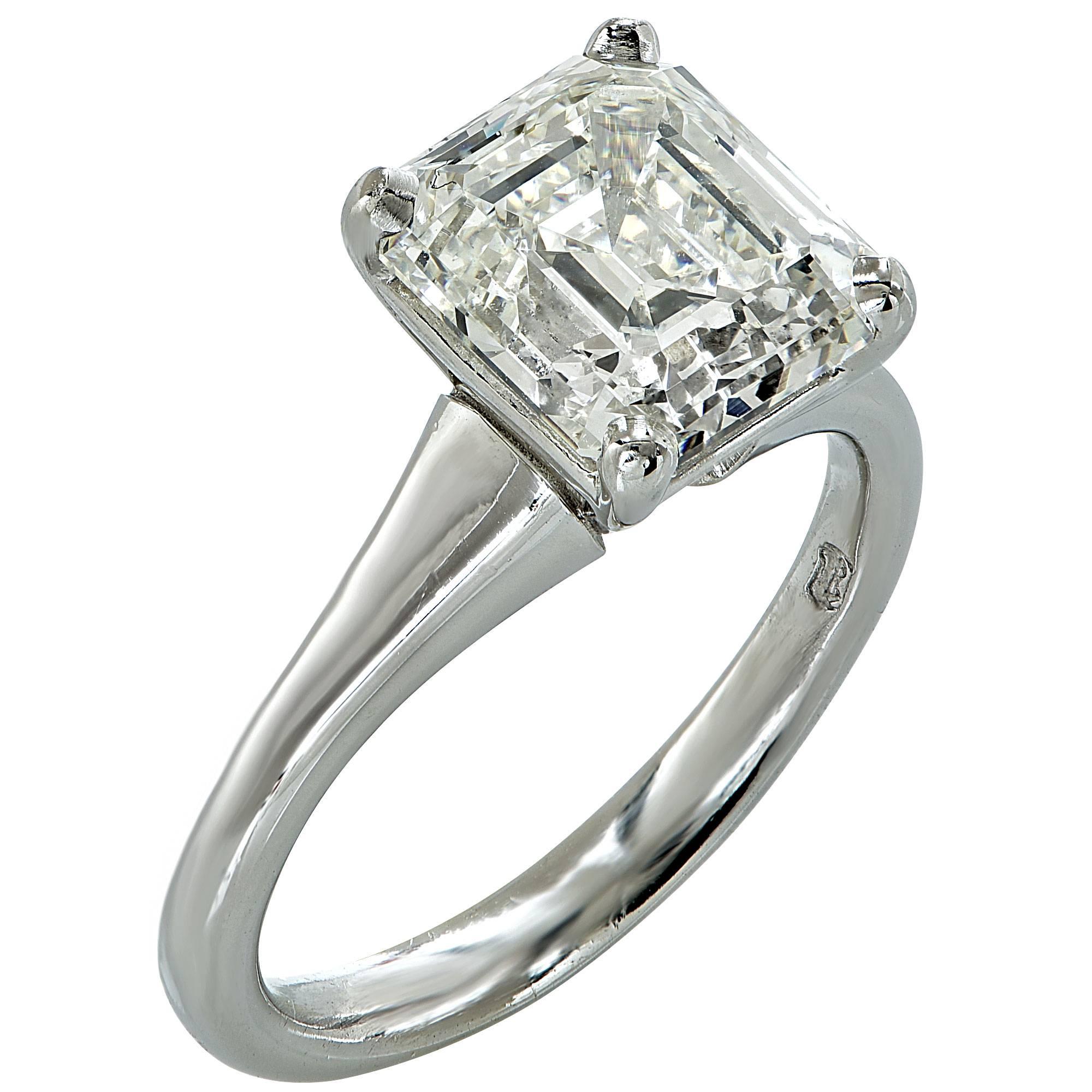 3.14 Carat GIA Graded Diamond Platinum solitaire Engagement Ring In New Condition In Miami, FL