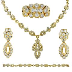 Mouawad 24 Carat Diamond Gold Necklace, Bracelet, Ring and Earrings Set