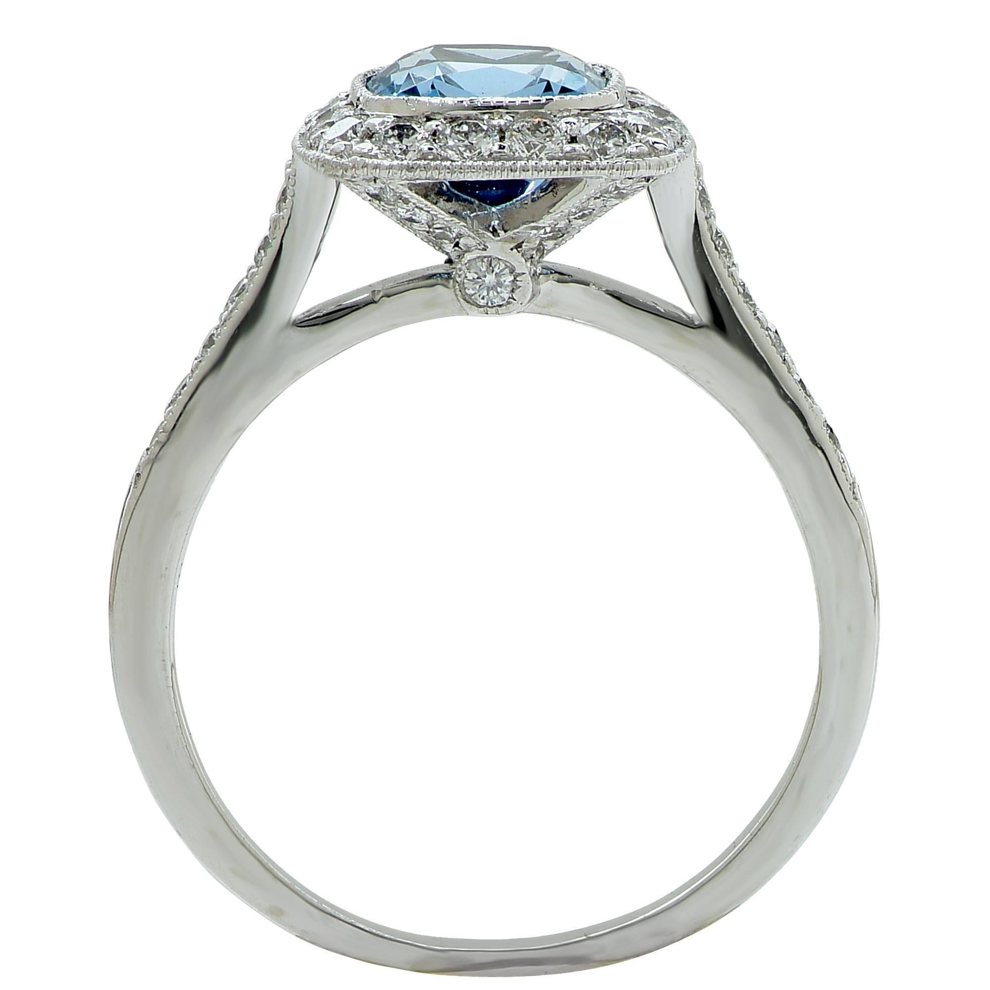 Women's Tiffany & Co. Aquamarine Diamond Platinum Ring