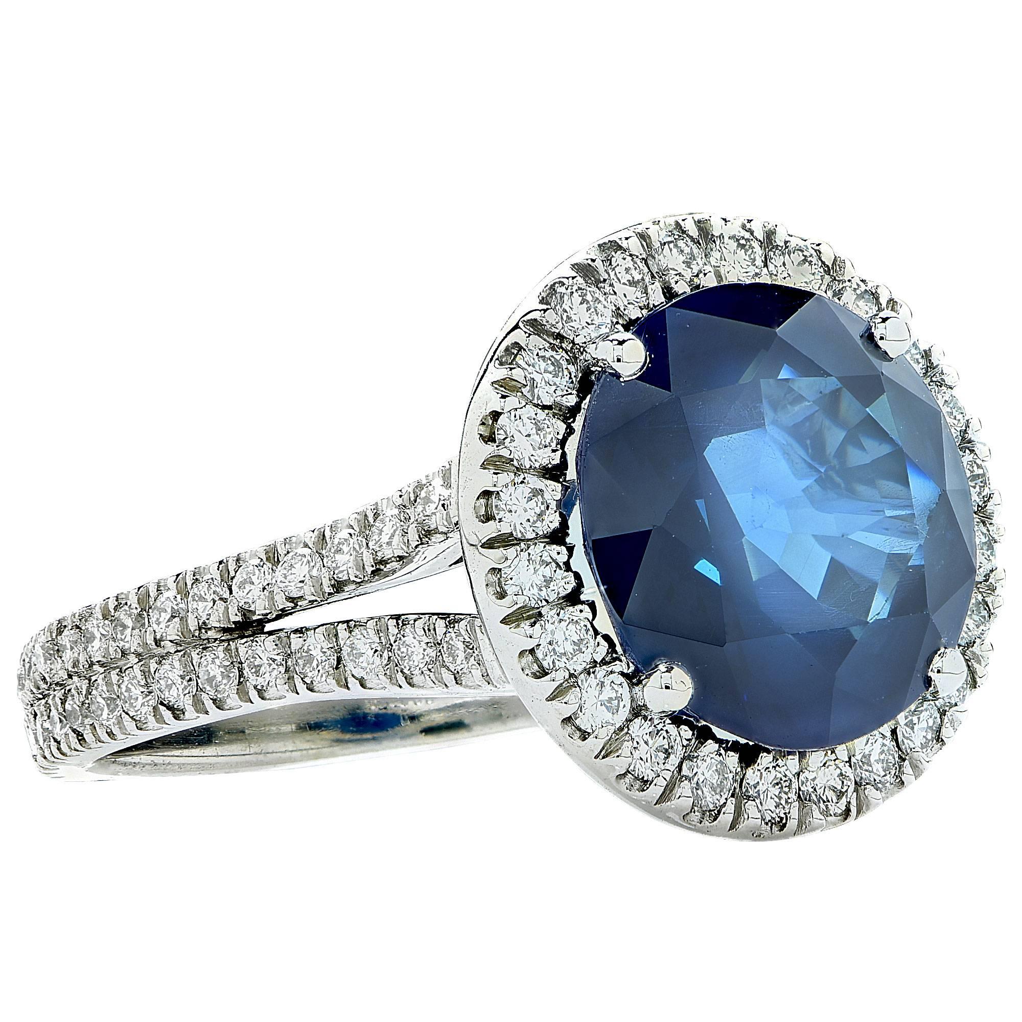 Sapphire  Diamond Platinum Ring In Excellent Condition In Miami, FL