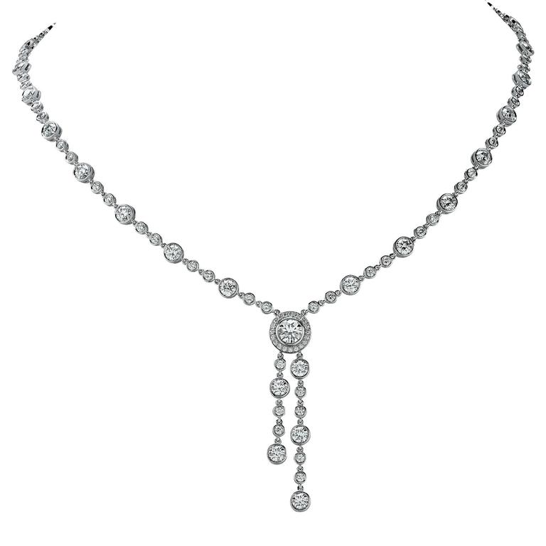 Tiffany and Co. Diamond Double Drop Necklace at 1stDibs