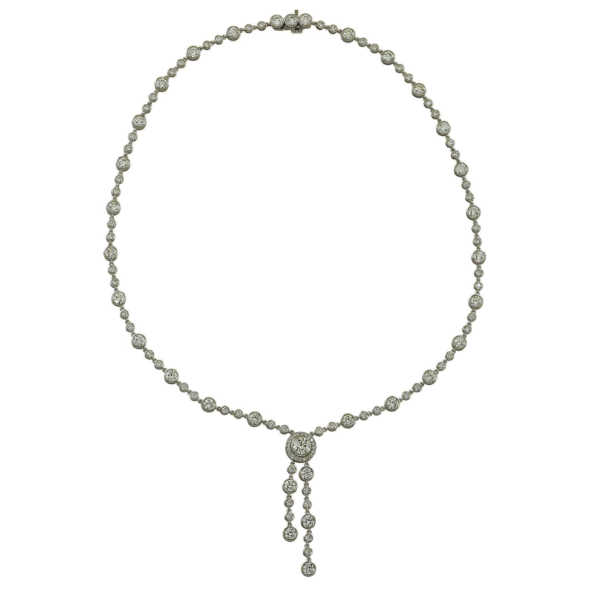 Tiffany & Co. Diamond Double Drop Necklace In Excellent Condition In Miami, FL