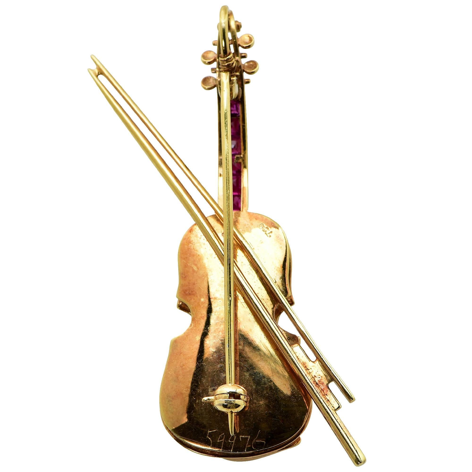 Diamond and Ruby Violin Brooch at 1stDibs diamond violin, the ruby violin