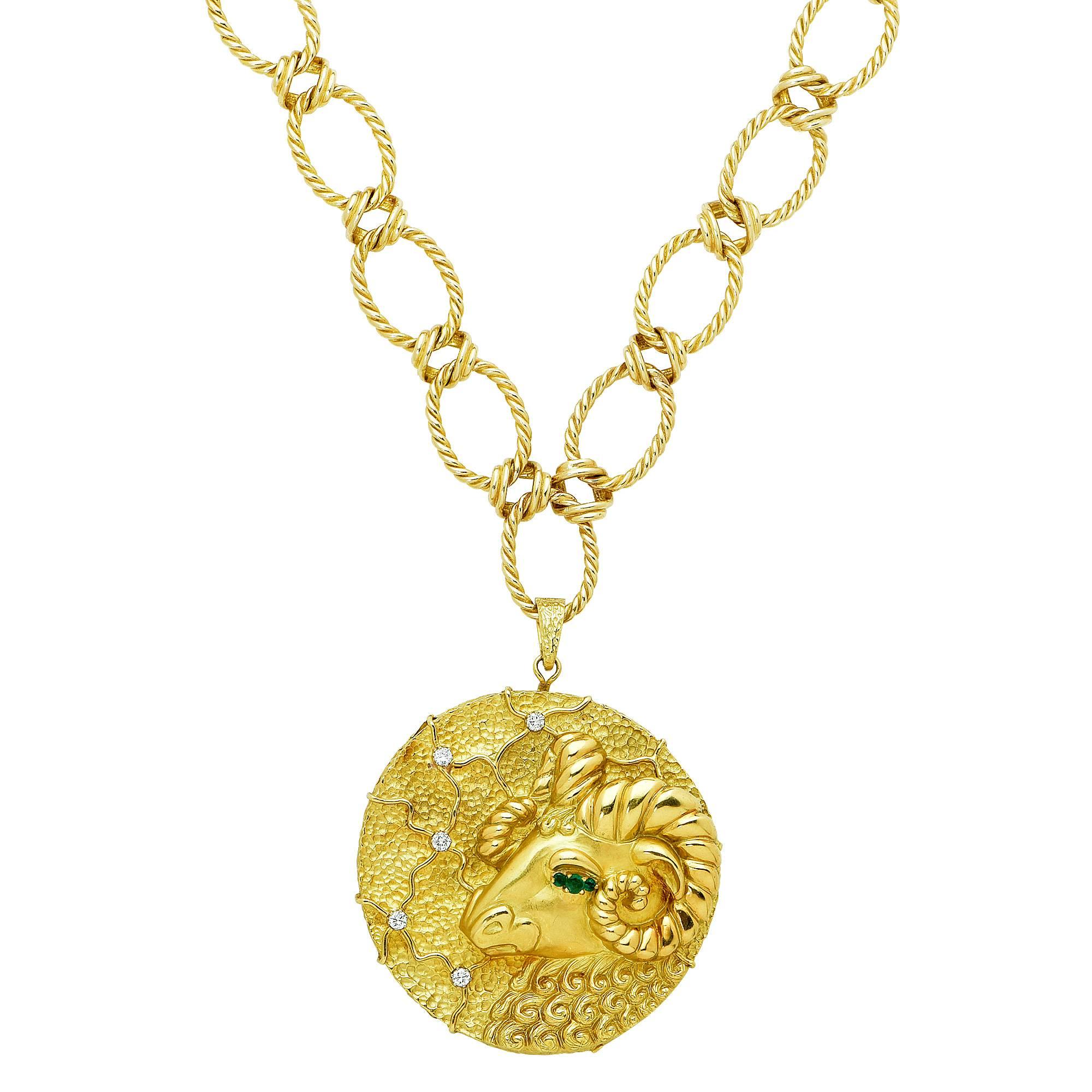 gold ram necklace
