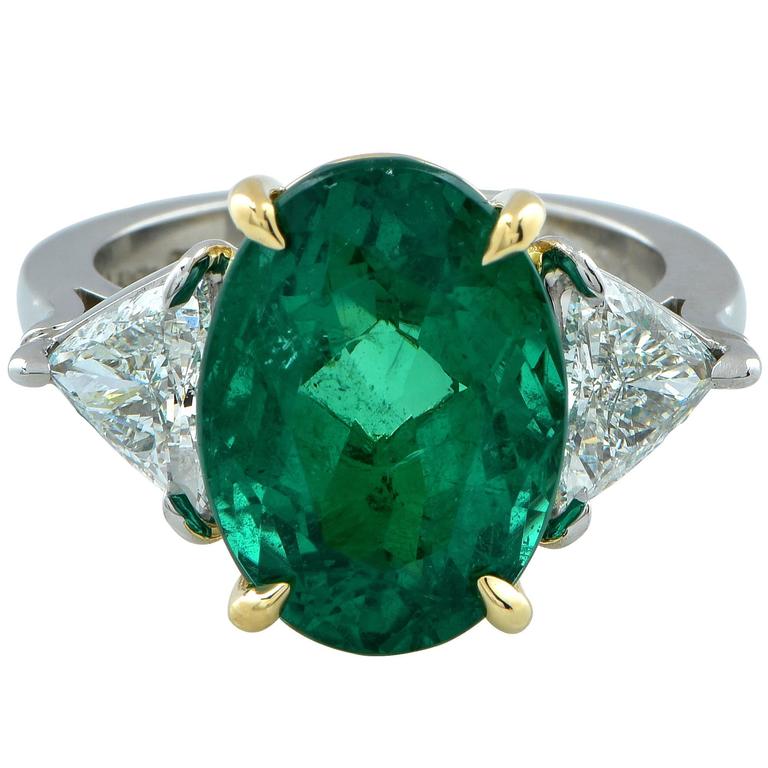 6.54 Carat Emerald and Diamond Ring at 1stdibs