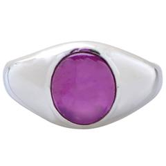 Anello di platino con rubino a stella da 7,34 carati con classificazione AGL
