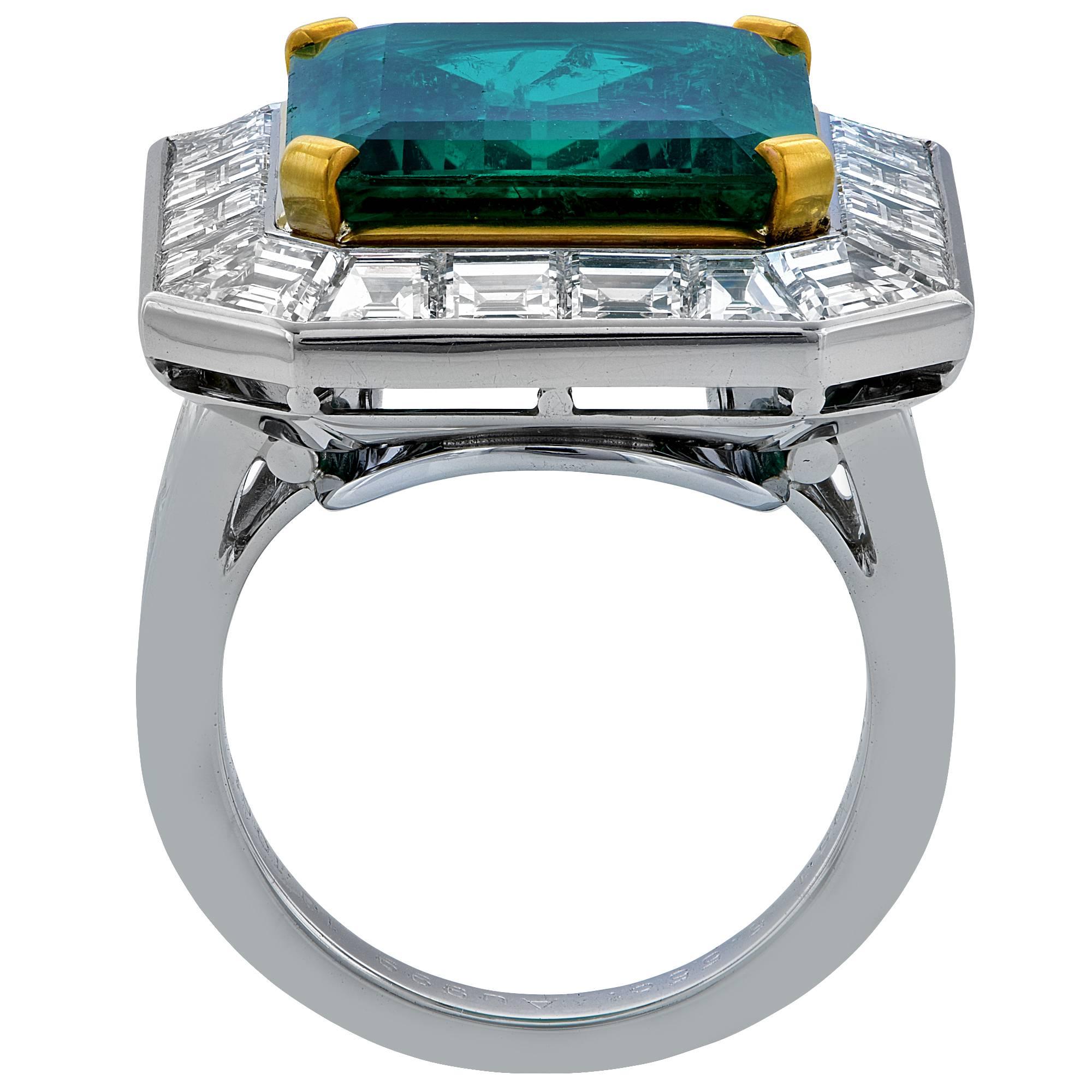 Spectacular 10.10 Carat Emerald Diamond and Platinum Ring 1