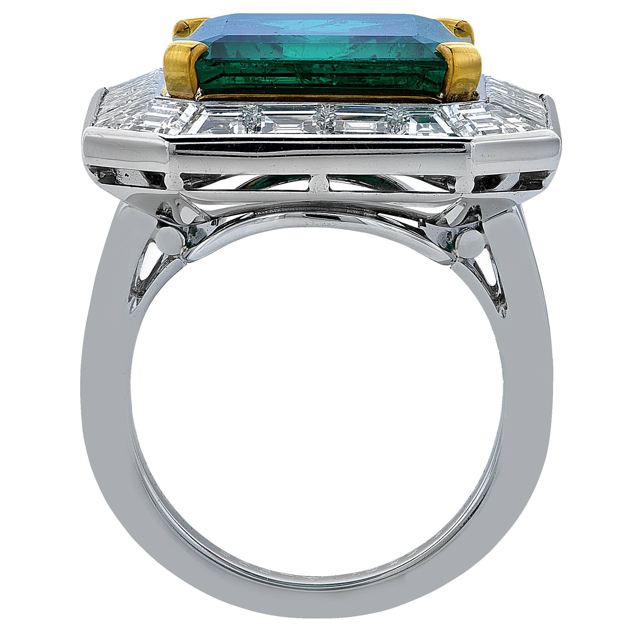 Spectacular 10.10 Carat Emerald Diamond and Platinum Ring 2