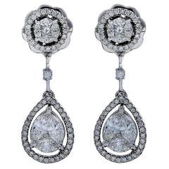 Pear Shaped Cluster Diamond Drop Earrings 5